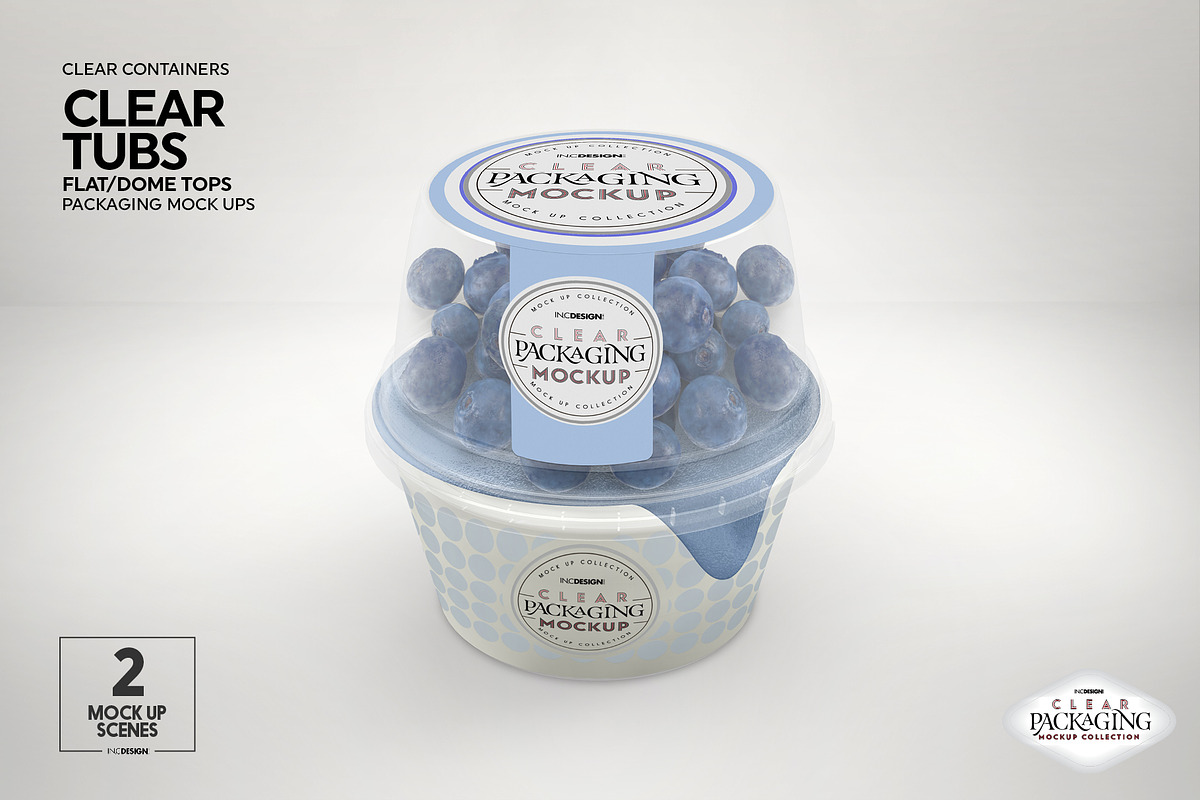 Clear Tubs Flat or Dome Lid Mockup, a Packaging Mockup by INCDesign (Photo 2 of 10)