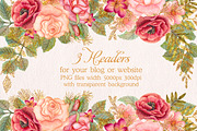 Watercolor wedding glitter flowers, an Illustration by antuanetto (Thumbnail 7 of 13)