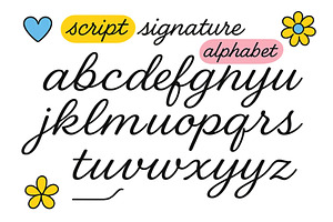 Handwritten script alphabet with, an Illustration by ZinetroN