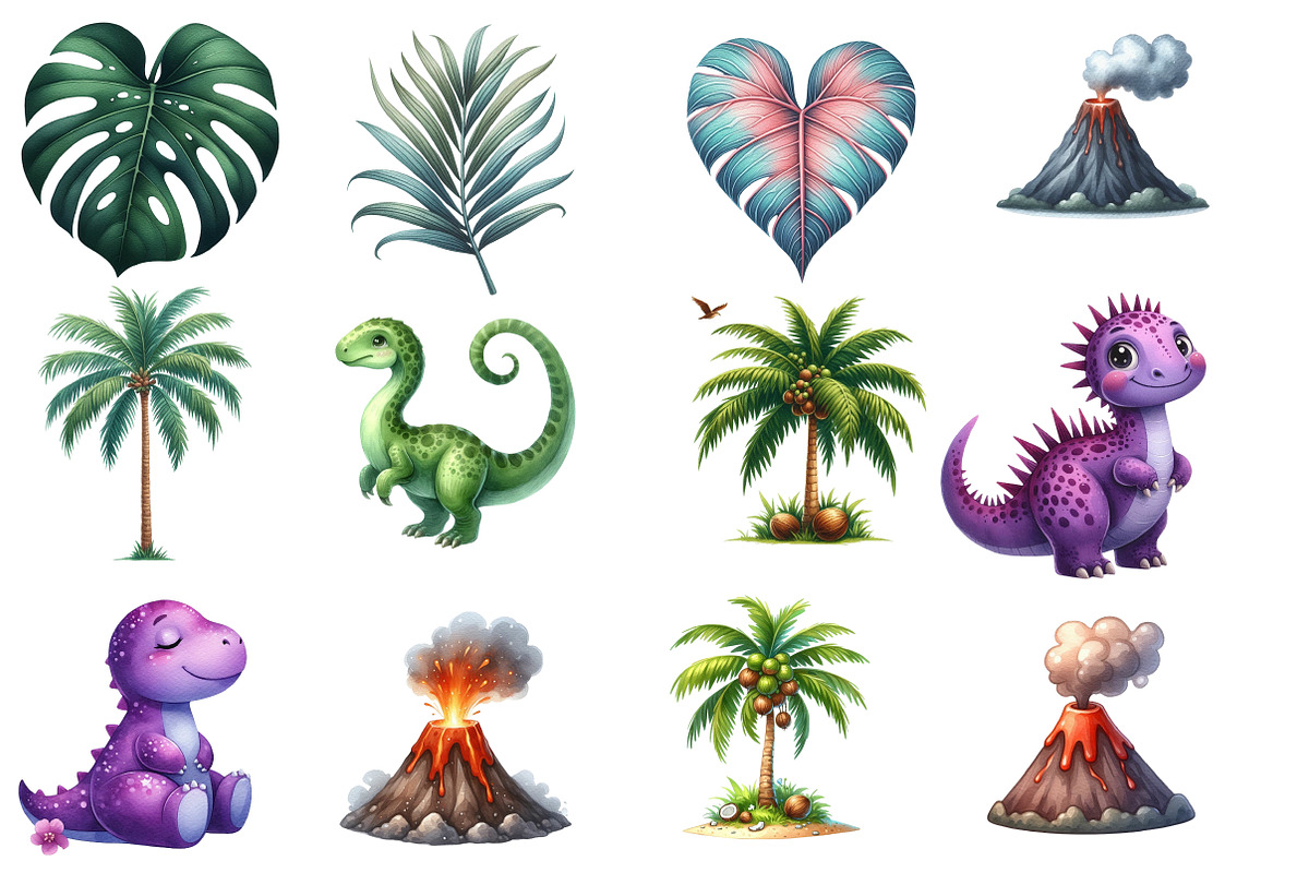 watercolor Dinosaur clipart, an Illustration by Designworld (Photo 4 of 5)