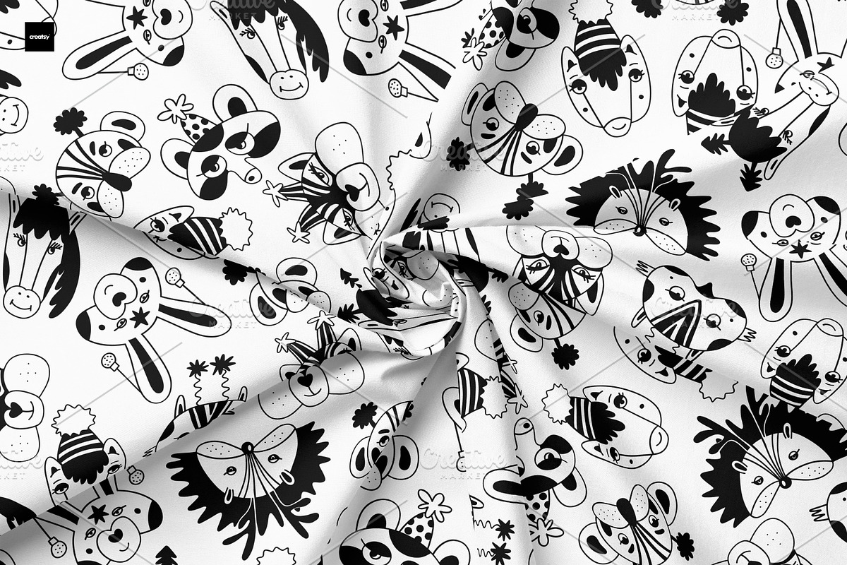 Christmas Pattern with Animals Masks, a Pattern Graphic by Art's and patterns (Photo 2 of 3)