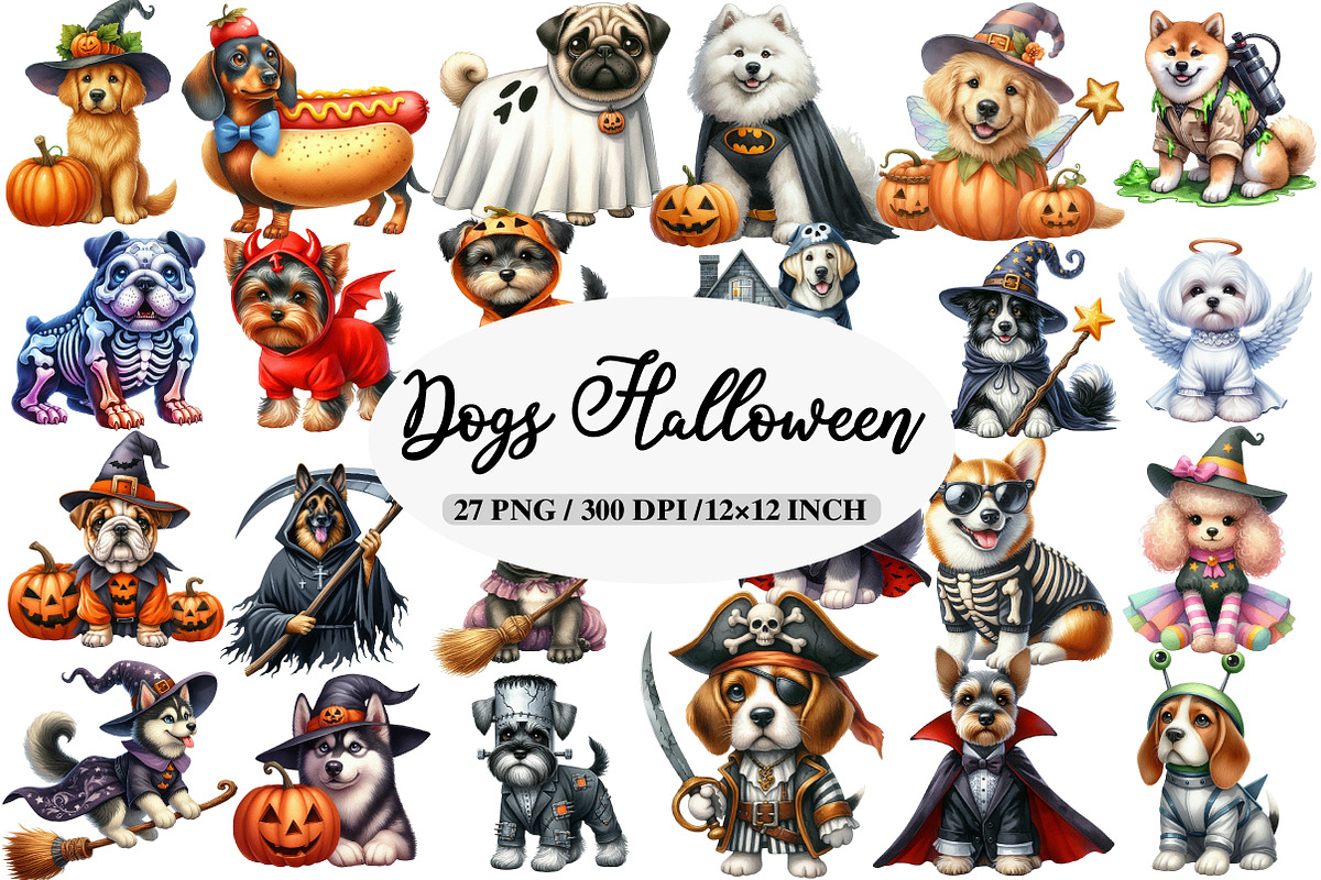 Dogs Halloween Costumes Clipart, an Illustration by Daily.Designs (Photo 1 of 5)