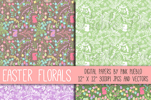 Easter Floral Papers And Patterns