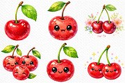 Watercolor Cherry Clipart Set PNG, an Illustration by Craft Nest (Thumbnail 3 of 5)