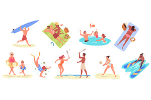 People beach activities. Woman man, a Sport Illustration by Stock-Smart-Start