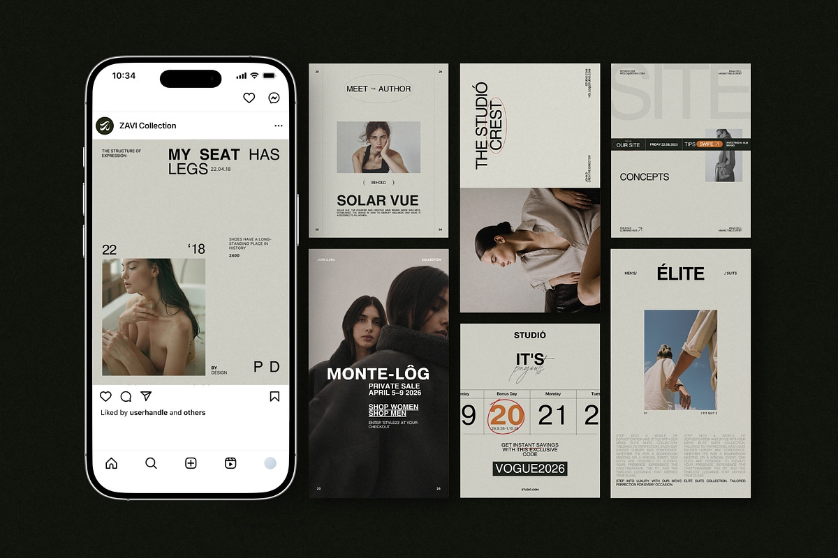 ZAVI | Social Media Kit Bundle, a Social Media Template by The Aesthetic Studio (Photo 1 of 10)