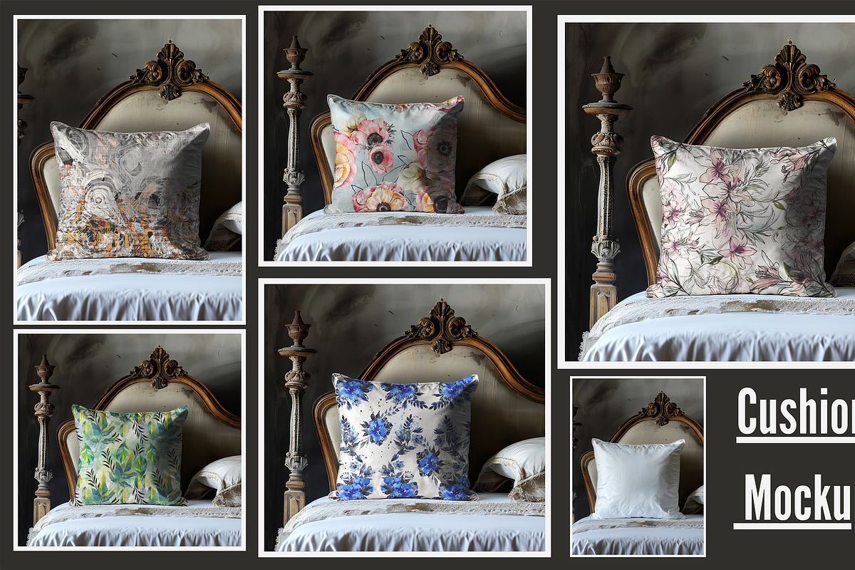 Cushion Mock-up /Classic Bed Scene, a Product Mockup by Nora Gad (Photo 1 of 12)