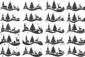Christmas silhouette illustration, an Illustration by Amazin_art