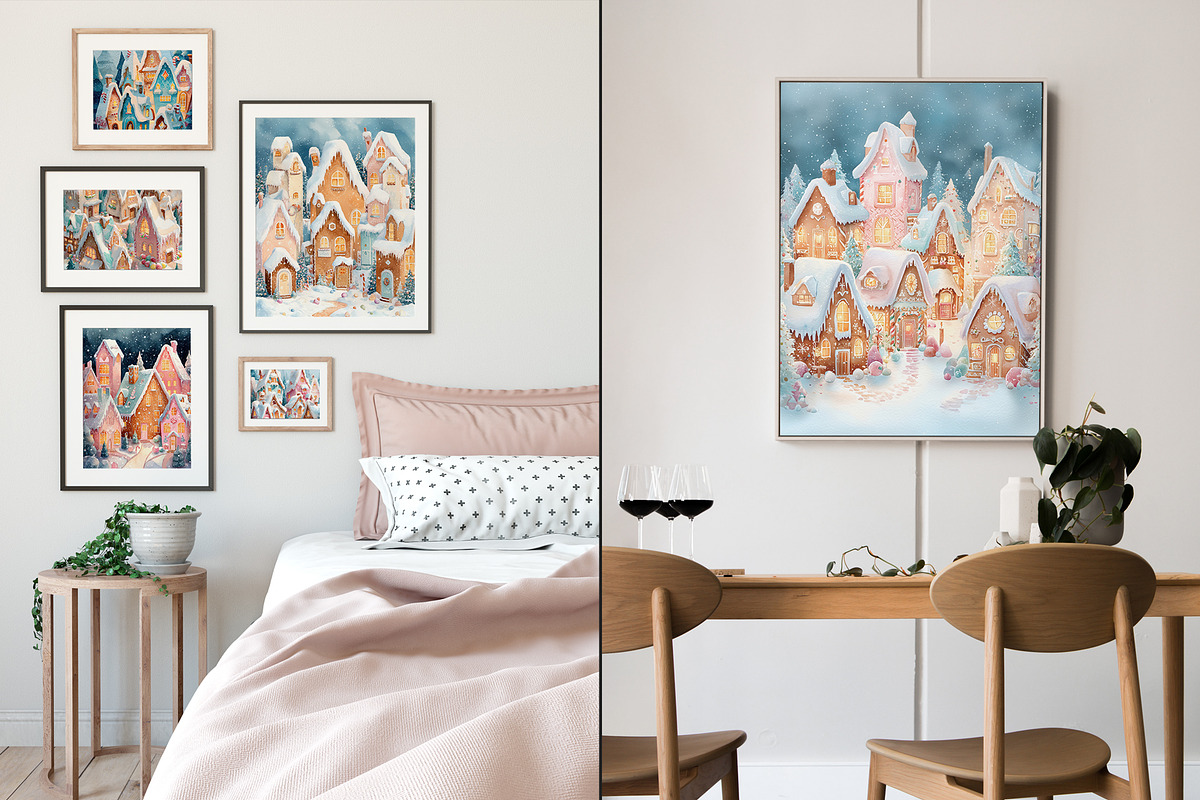 Christmas Snowy Cottage Illustration, a Decorative Illustration by Housui Patterns (Photo 4 of 9)