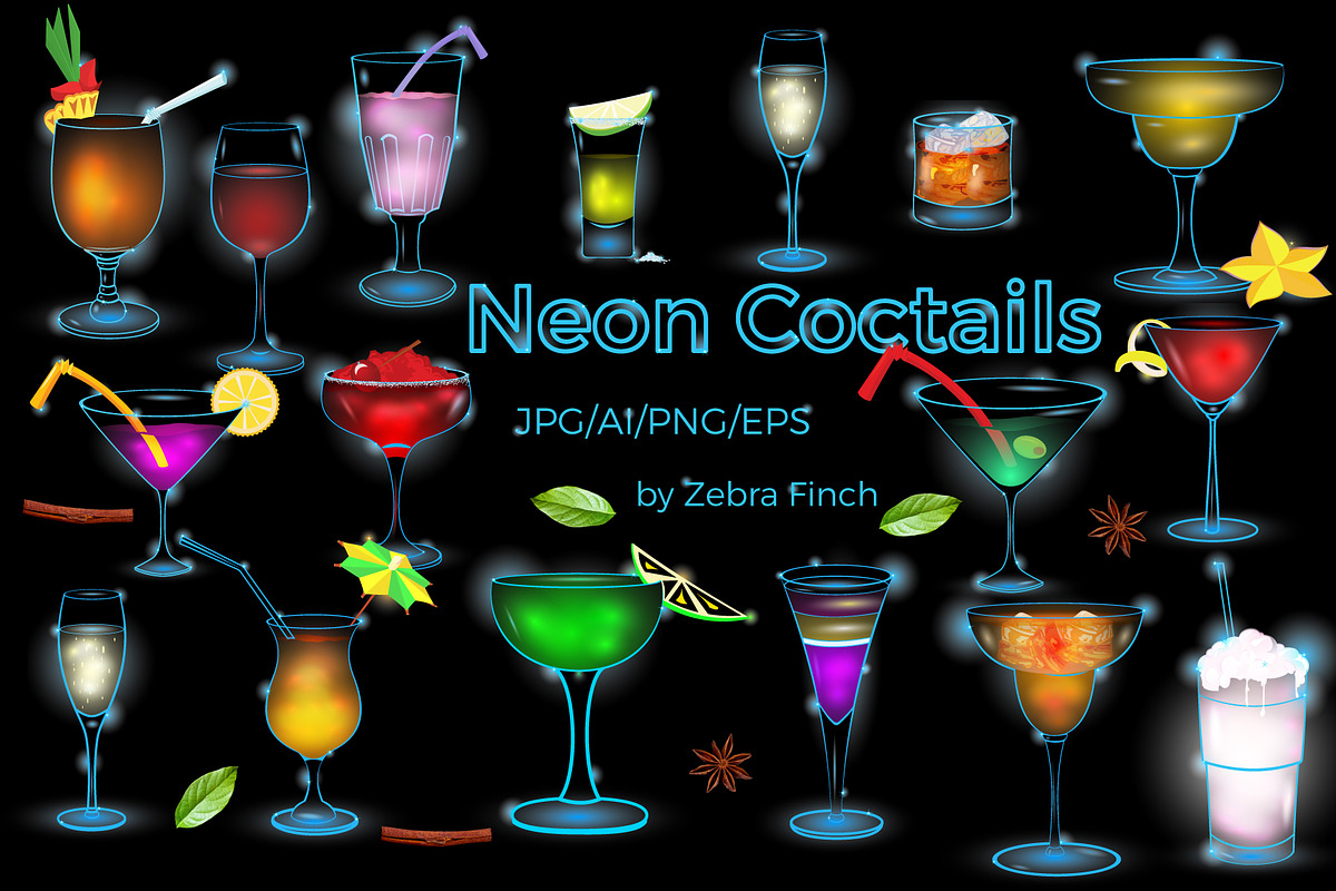 Neon Vector Coctails, an Object Graphic by Zebra-Finch (Photo 1 of 8)