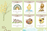 watercolour kids flashcards template, a Decorative Illustration by BarefootChild studio (Thumbnail 7 of 8)