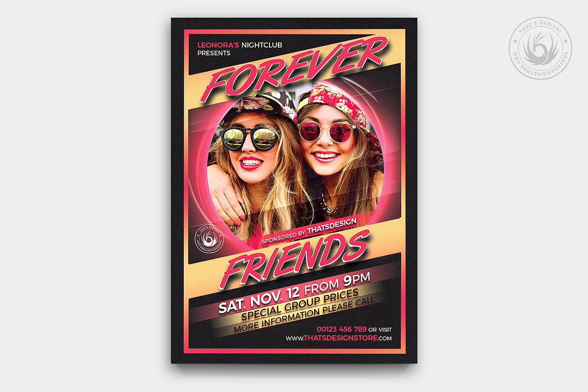 Forever Friends Flyer Template, a Flyer Template by ThatsDesignArt (Photo 1 of 7)