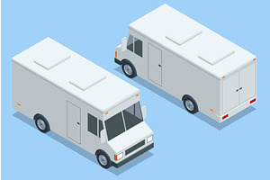 Isometric white delivery van in, a Transportation Illustration by Golden Sikorka