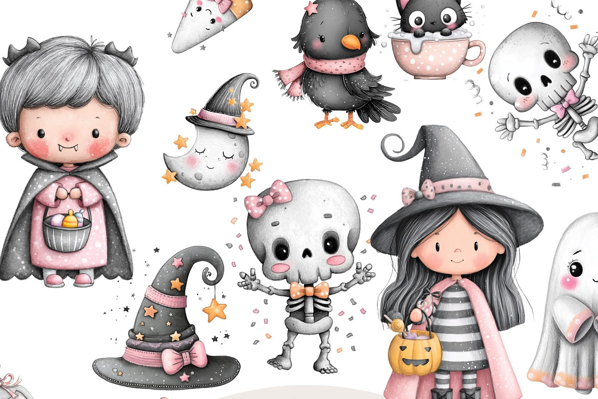 30 Cute Halloween Clipart, a Decorative Illustration by Pati Charm Studio (Photo 1 of 8)