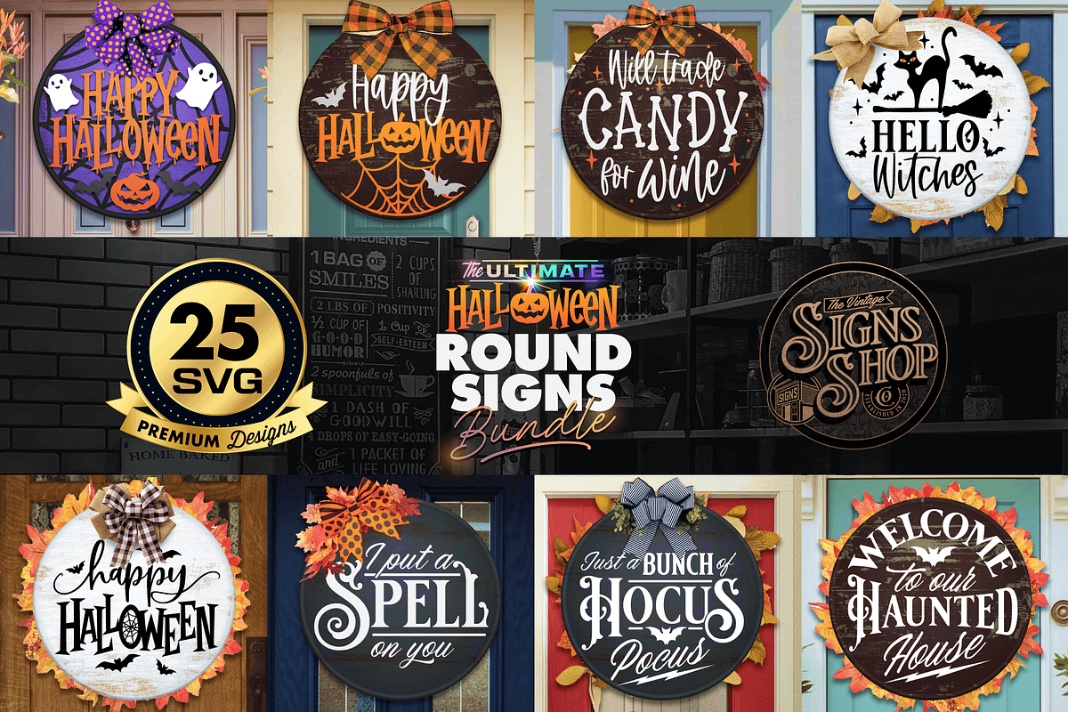 25 Halloween Door SVG Signs Bundle, a Seasonal Illustration by Asaelv Shop! (Photo 4 of 7)