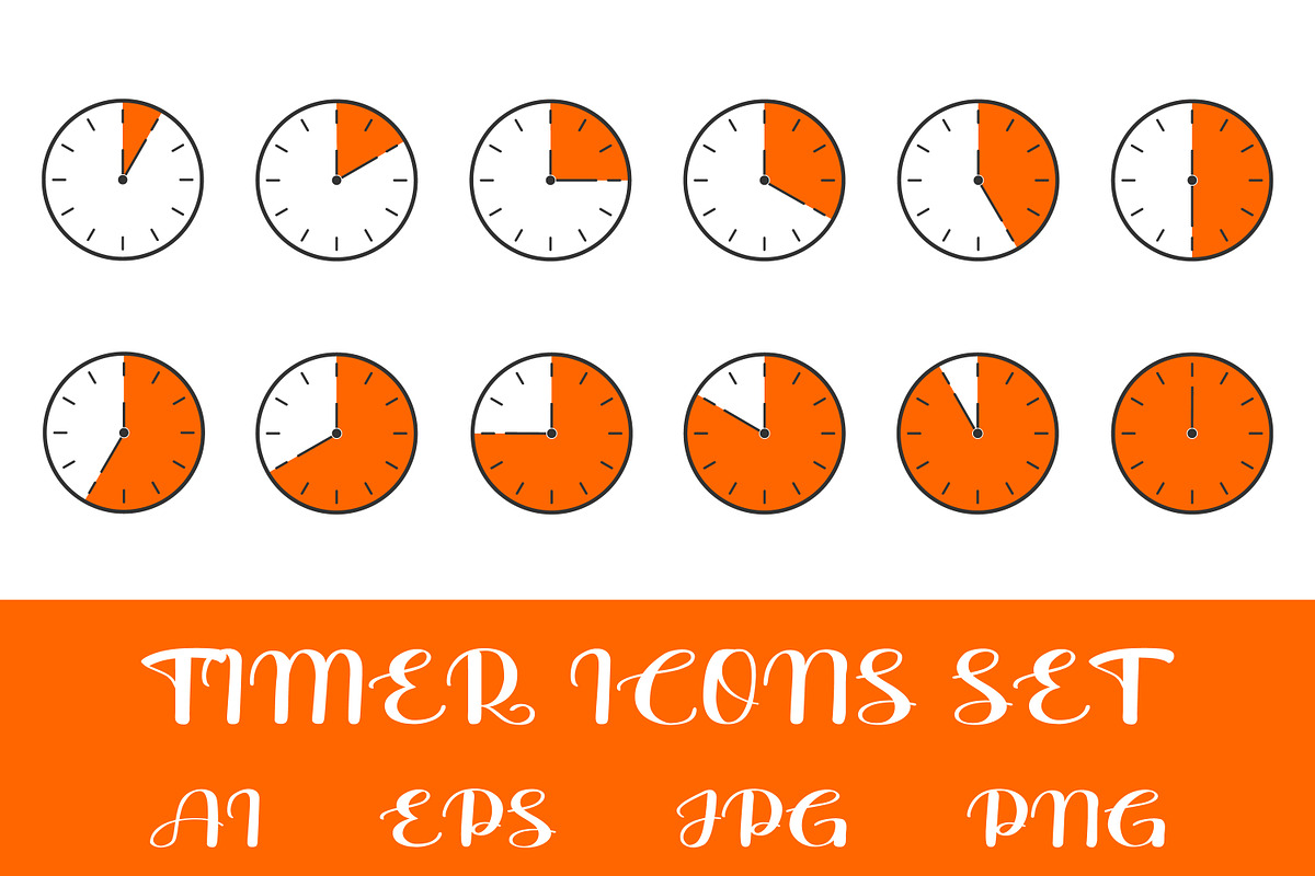 Countdown Timer Icons Set, an Object Graphic by vikkishop