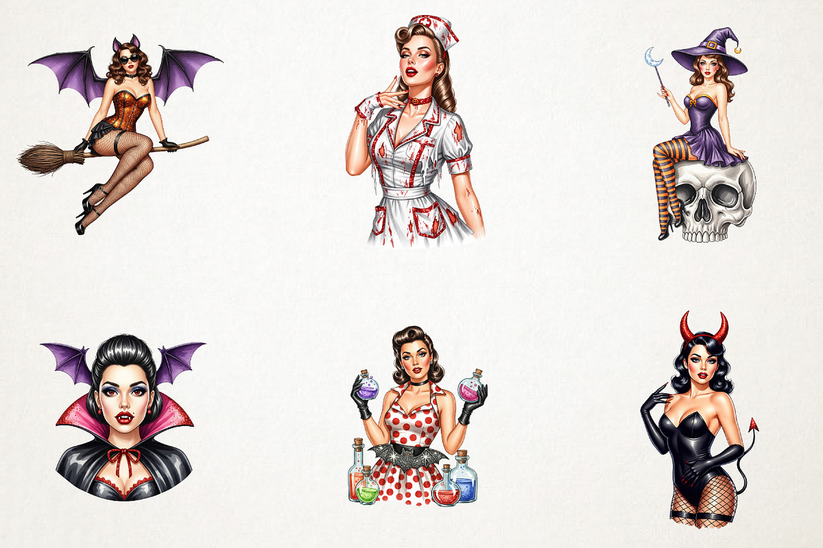 Halloween Pin-Up Girl Sublimation, a Person Illustration by RobertsArt (Photo 6 of 6)