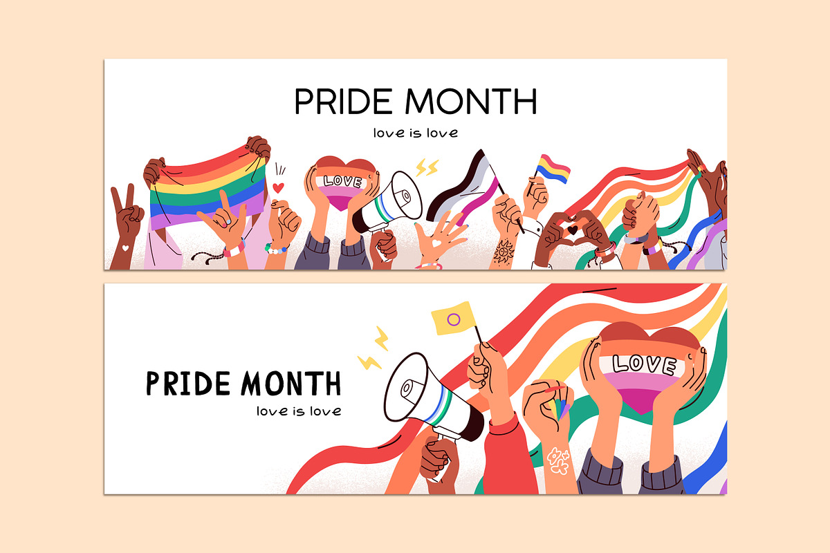 LGBTQ Pride Month banners set, a Background Graphic by Good Studio (Photo 3 of 7)