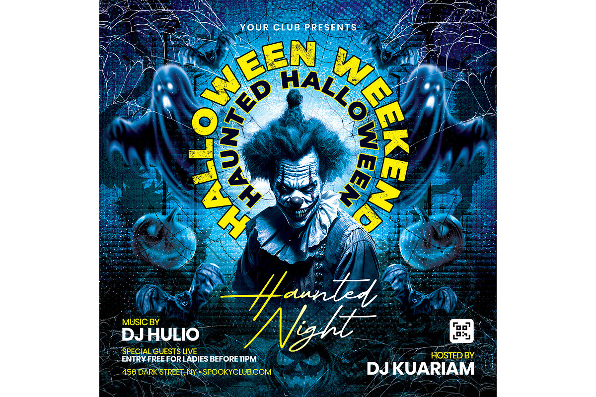 Haunted Halloween Night Party Flyer, a Flyer Template by Shajib Shikder (Photo 2 of 3)