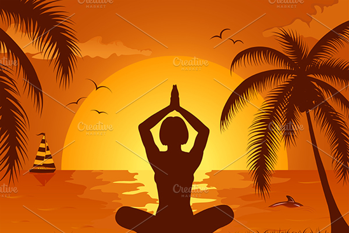 Silhouettes Girl in Yoga pose, an Object Graphic by TAlex (Photo 5 of 6)