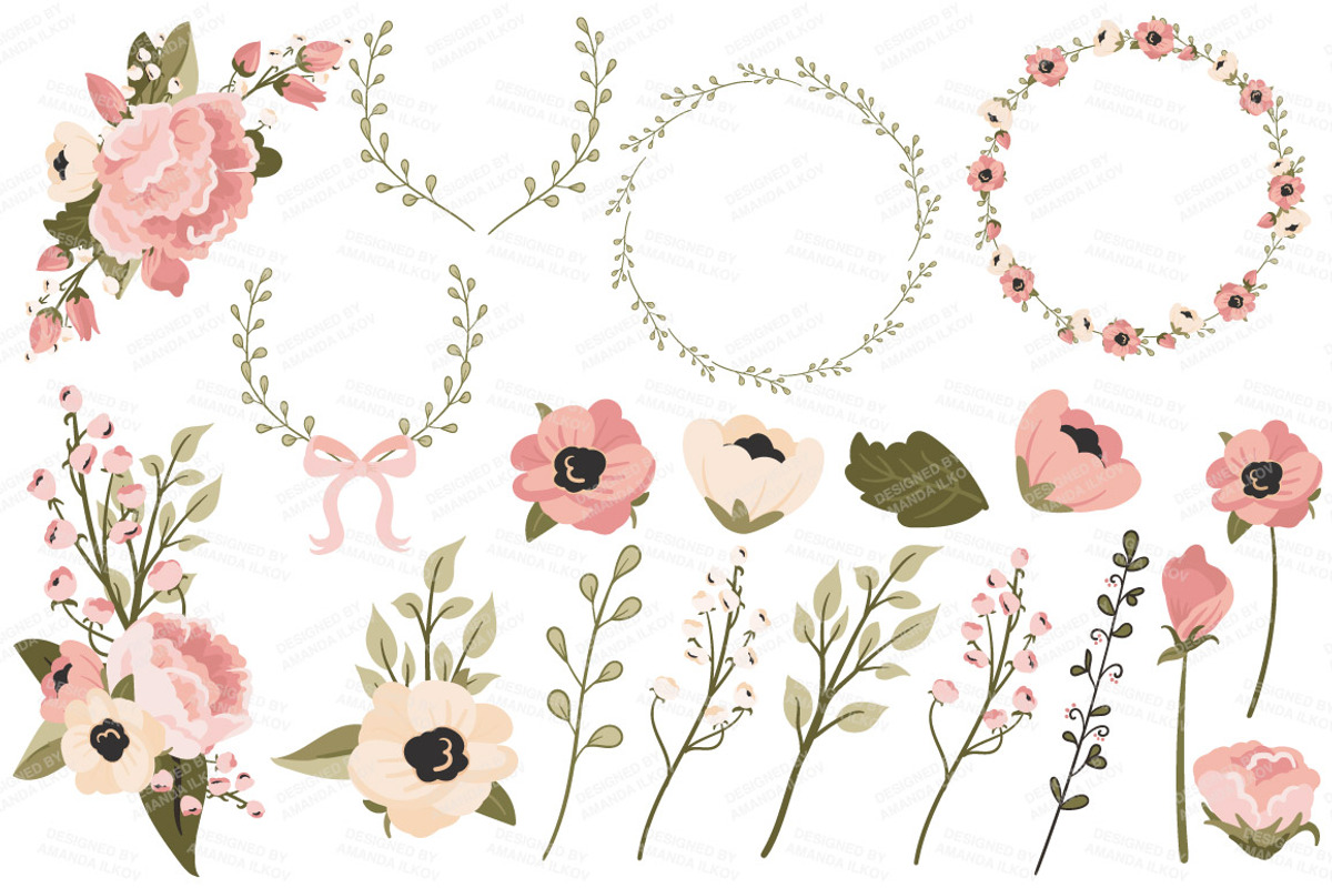 Navy & Blush Floral Bicycle & Extras, an Illustration by Amanda Ilkov (Photo 4 of 5)