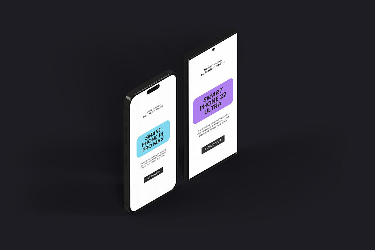 iPhone 14 Pro Max & S22 Ultra Mockup, an iPhone Mockup by Modern Studio (Photo 18 of 20)