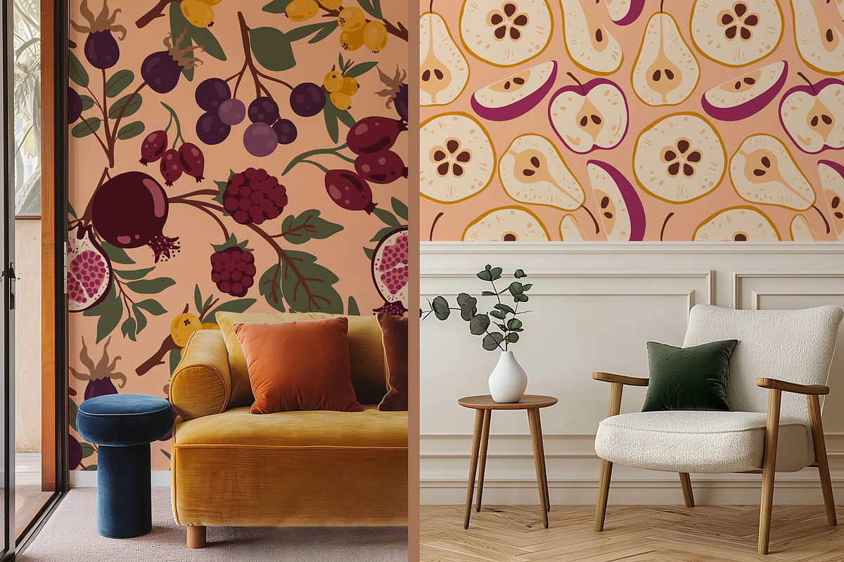 Orchard fruit vector patterns, a Pattern Graphic by Carpet Tapete Pretzel (Photo 5 of 17)