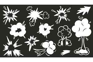 White explosion clouds on black, an Object Illustration by Tati_Kli