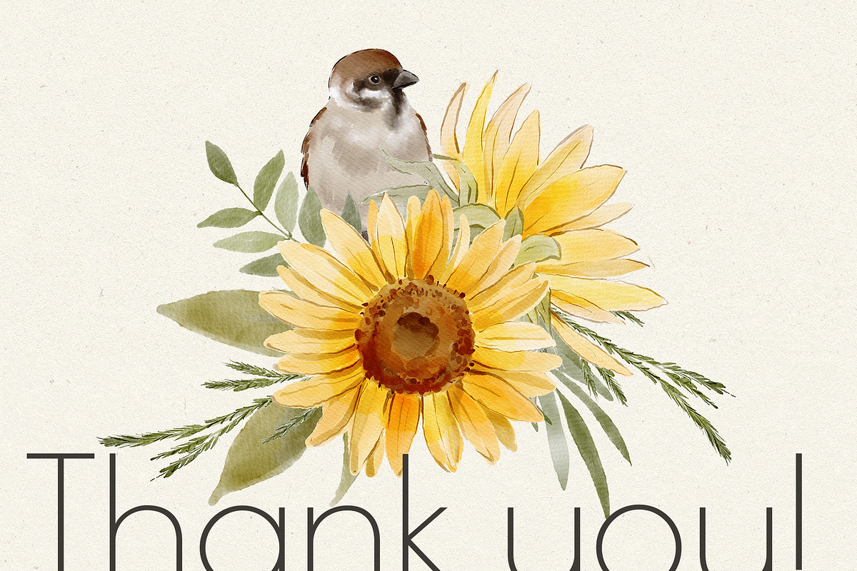 Watercolor Sunflower Set, a Decorative Illustration by Jenteva Art (Photo 16 of 16)