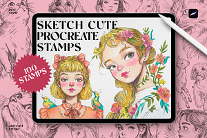 Sketch Cute Procreate Stamps, a Shape Add-On by Spasibenko Art