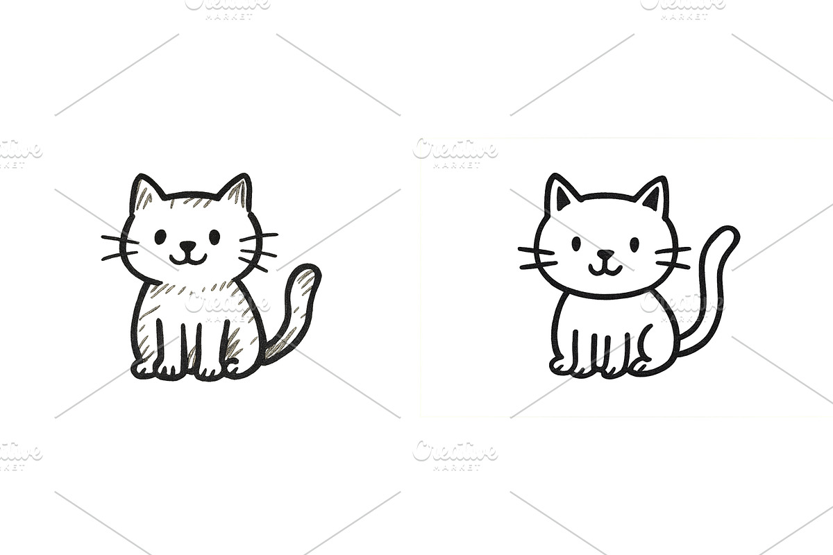 Cute cartoon cats sitting side by, an Animal Illustration by ZinetroN