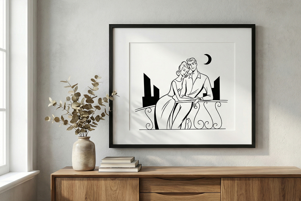 Mid-Century Modern Couple line Art, a Person Illustration by 3d_model_tifotizi (Photo 7 of 7)