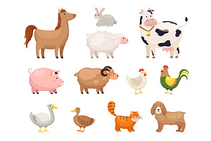 Farm animals. Funny cartoon domestic, an Animal Illustration by YummyBuum