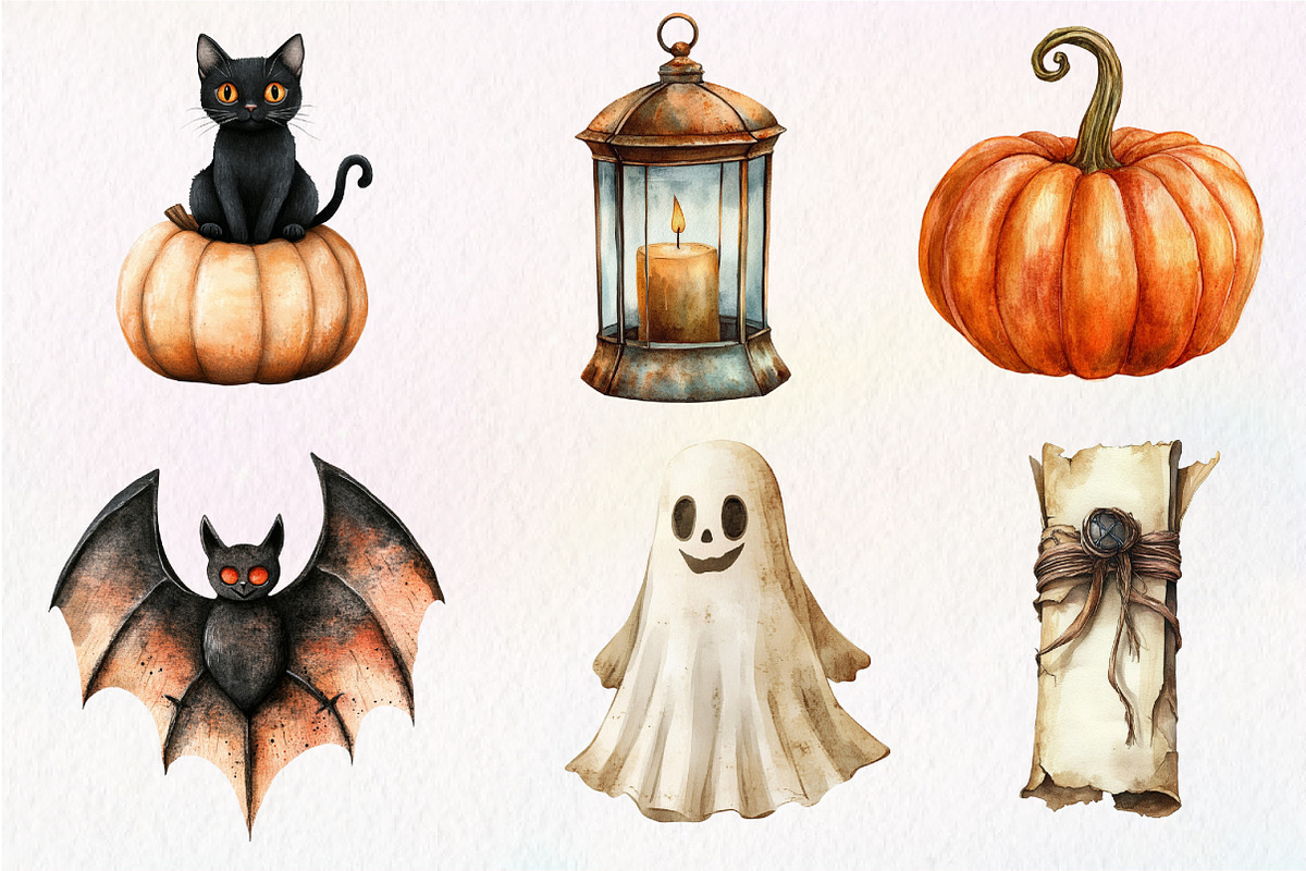 Vintage Halloween Décor Clipart, an Illustration by Dream Creation (Photo 2 of 7)