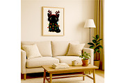 Cute Black Cat Christmas Wall Art, a Background Graphic by LaseredNinja (Thumbnail 5 of 7)