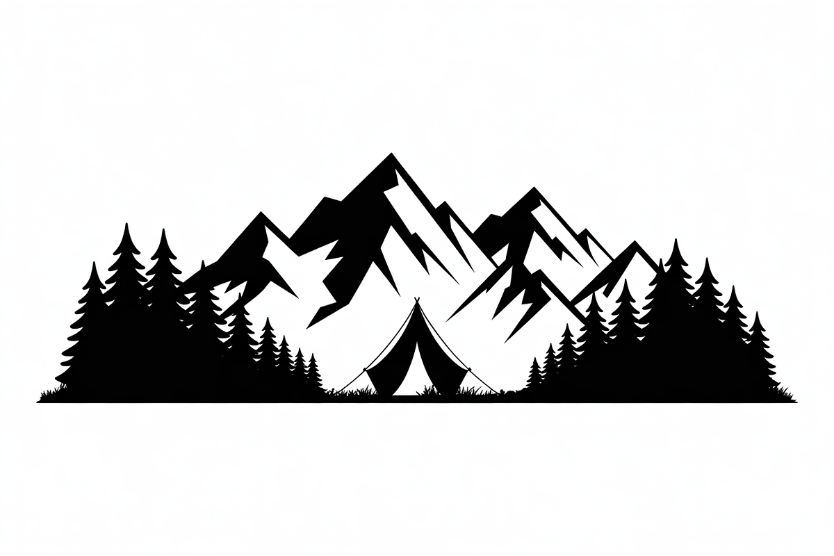 silhouette camping tent mountain, an Illustration by Amazin_art (Photo 5 of 17)