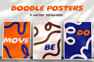 Trendy abstract, doodle posters set, a Decorative Illustration by Good Studio