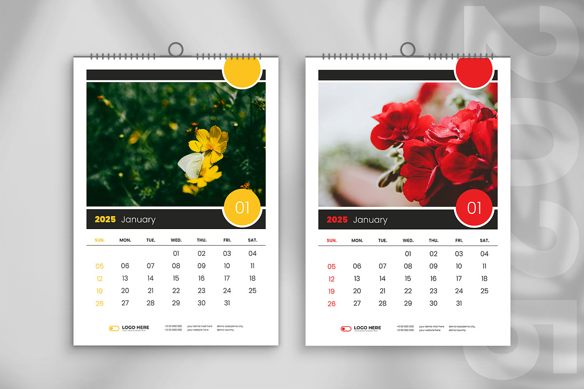 2025 wall calendar design template, a Stationery Template by Tanmoy Topu