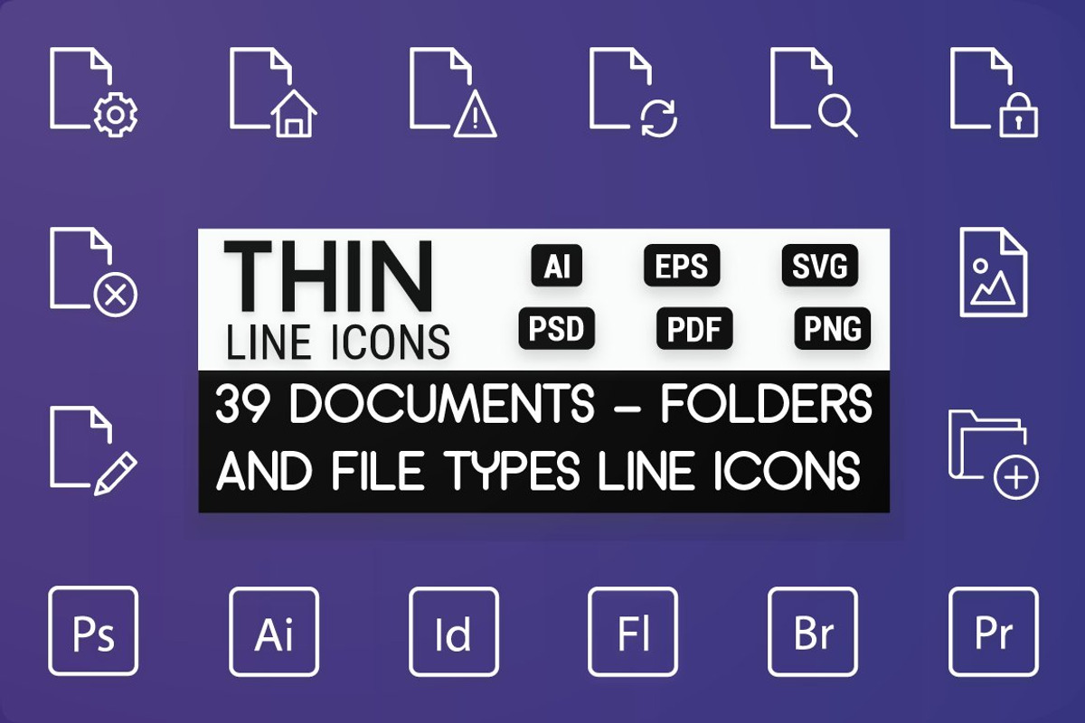 Documents, Folder & File Types Icons, an Outline Icon by FlatLineIcons (Photo 1 of 3)