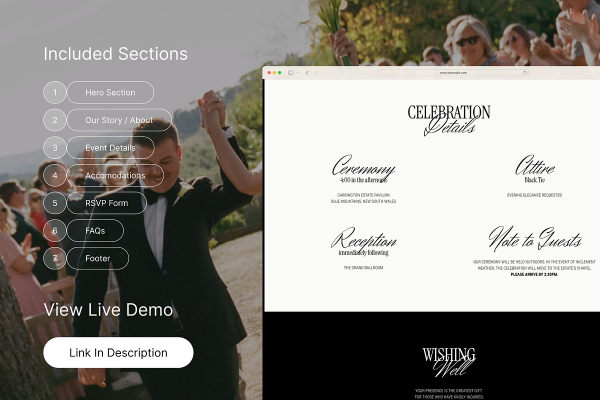 Wedding RSVP Website Template, a Squarespace Template by WebInAWeek (Photo 2 of 6)
