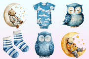 Navy Sky Blue Baby Nursery Clipart, a Graphic by CitraGraphics (Thumbnail 2 of 4)
