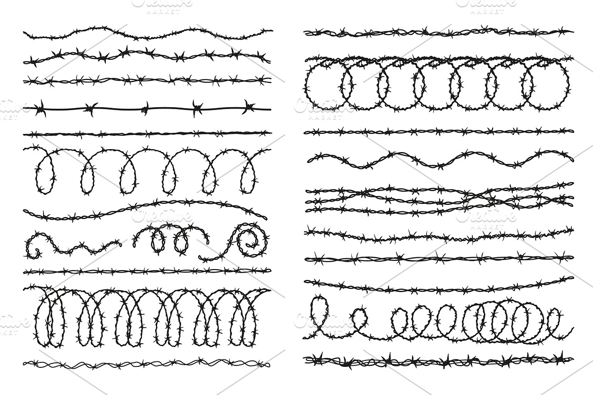 Barbed wire. Black barbwire, war or, an Illustration by Valerie Bodnar