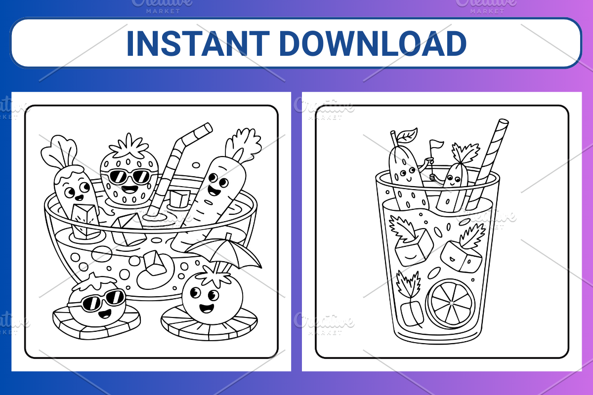 Veggie Life Coloring Pages For Kids, a Decorative Illustration by Coco Bloom (Photo 3 of 3)