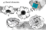 Black Ink Flowers and Watercolor, an Illustration by WBS Design (Thumbnail 15 of 26)