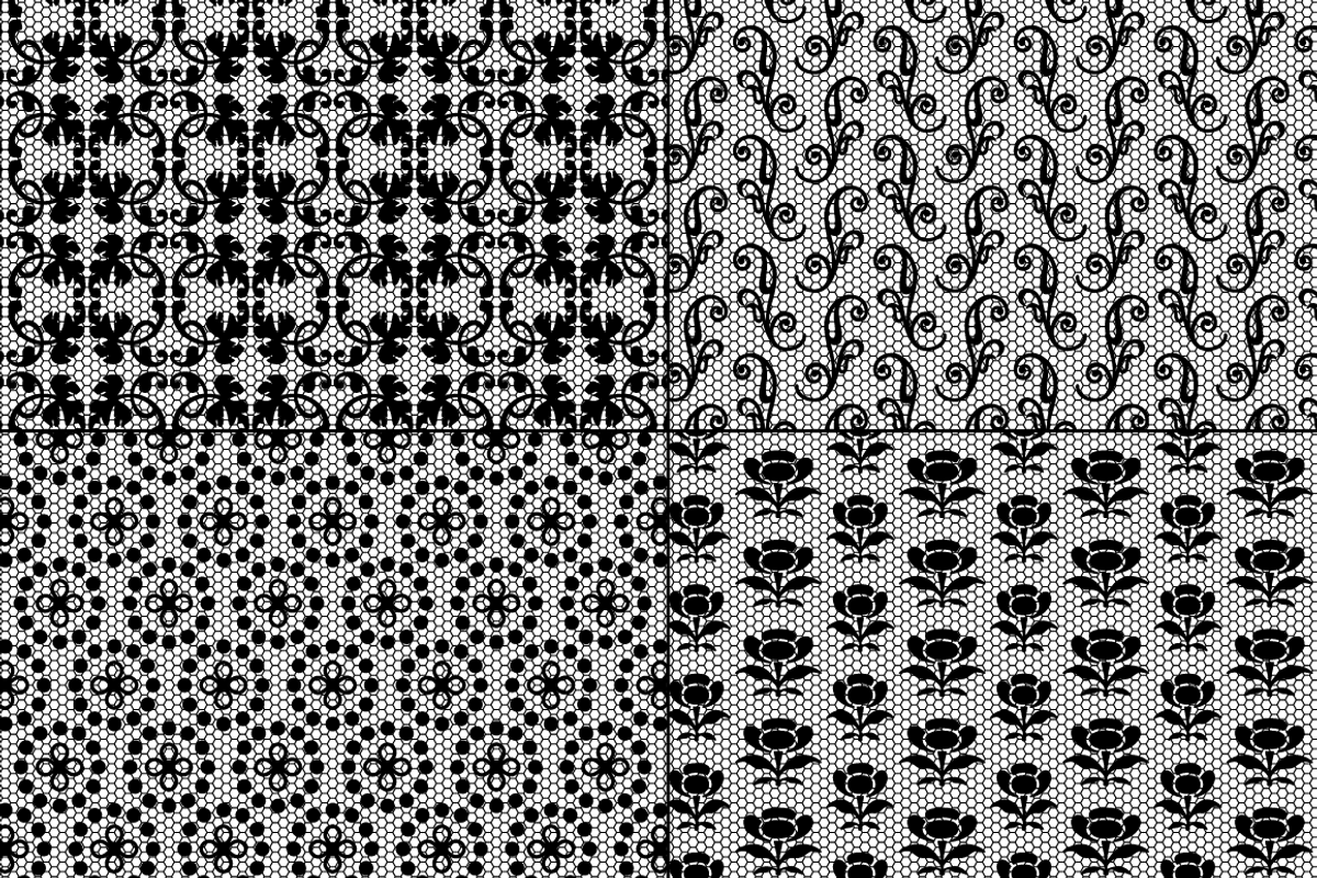 Seamless Black Lace Patterns preview 3