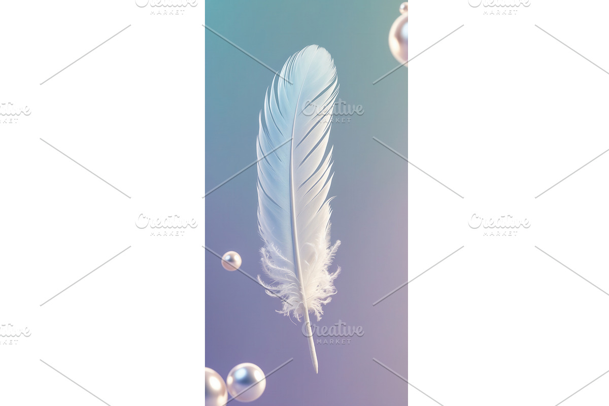 White feather floating with shiny, an Illustration by tilialucida