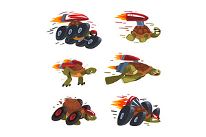 Funny Turtle Riding Fast with, an Animal Illustration by TopVectors