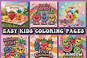 Kawaii Fruit Coloring Pages For Kids, an Animal Illustration by Printable Design Store (Thumbnail 2 of 4)