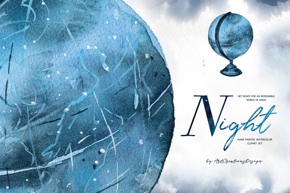 Hand-Painted Night Clipart Set, an Animal Illustration by ArtCreationsDesign (Photo 7 of 29)