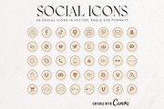 Natural Cream Social Media Icon Set, a Solid Icon by Indie Grace Design (Thumbnail 1 of 2)
